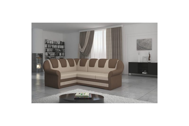 Kulmasohva Eltap Lord II 243x195x112 cm - Jasmine 22, Soft 15, Beige, Ruskea, Vasen - Huonekalut - Sohva - Vuodesohva
