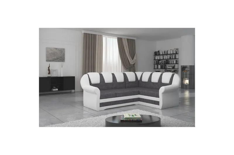 Kulmasohva Eltap Lord II 243x195x112 cm, Sawana 05, Soft 17, Harmaa, Valkoinen, Oikea