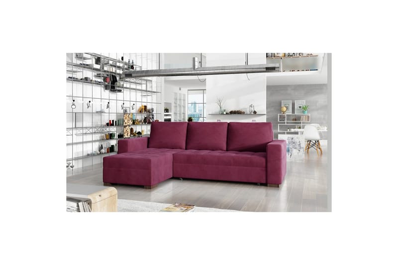 Kulmasohva Eltap Newark 237x150x90 cm - Matta sametti 68, Punainen - Huonekalut - Sohva - Vuodesohva