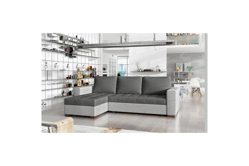 Kulmasohva Eltap Newark 237x150x90 cm - Sawana 05, Sawana 21, Harmaa - Huonekalut - Sohva - Vuodesohva