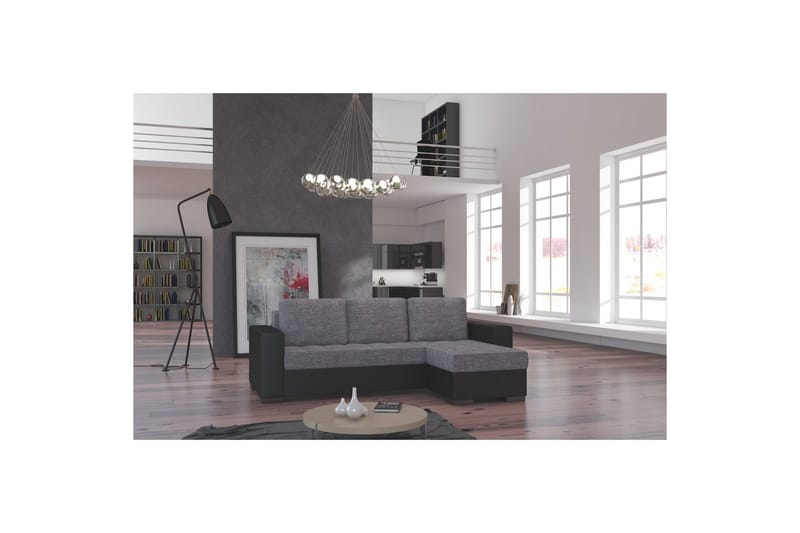 Kulmasohva Eltap Newark 237x150x90 cm - Sawana 05, Soft 11, Harmaa, Musta - Huonekalut - Sohva - Vuodesohva
