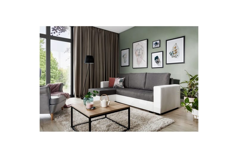 Kulmasohva Eltap Newark 237x150x90 cm, Sawana 05, Soft 17, Harmaa, Valkoinen