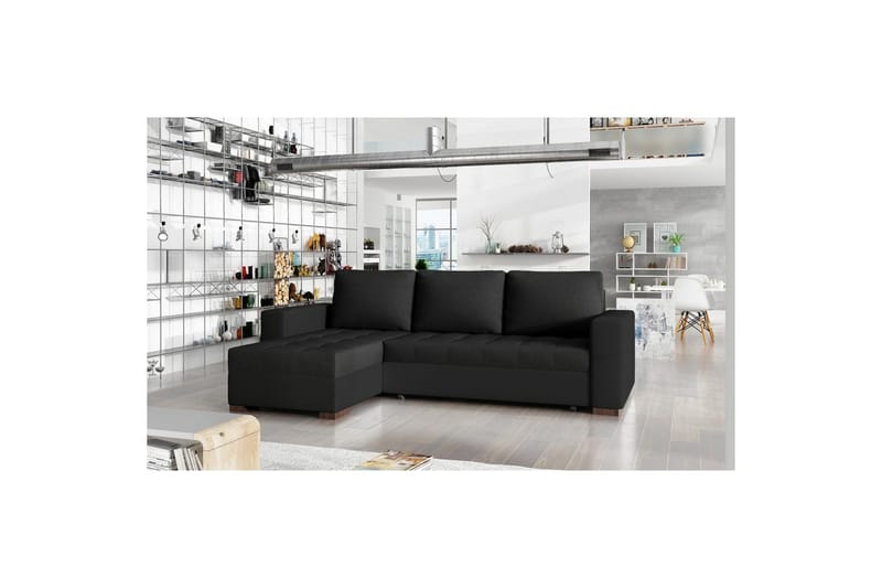 Kulmasohva Eltap Newark 237x150x90 cm - Sawana 14, Soft 11, Musta - Huonekalut - Sohva - Vuodesohva