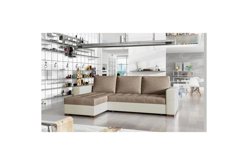 Kulmasohva Eltap Newark 237x150x90 cm - Sawana 25, Soft 33, Ruskea, Beige - Huonekalut - Sohva - Vuodesohva