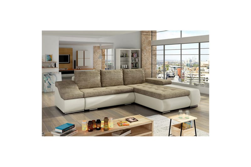 Kulmasohva Eltap Ontario 295x200x82 cm - Berlin 03, Soft 33, Beige, Oikea - Huonekalut - Sohva - Vuodesohva