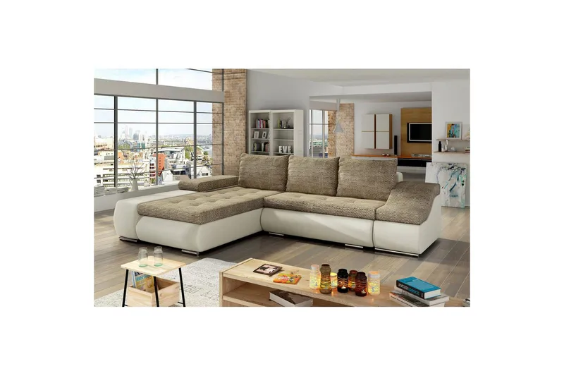 Kulmasohva Eltap Ontario 295x200x82 cm, Berlin 03, Soft 33, Beige, Vasen