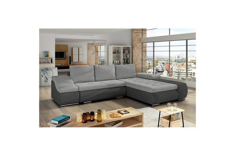 Kulmasohva Eltap Ontario 295x200x82 cm - Soro 83, Soft 29, Valkoinen, Harmaa, Oikea - Huonekalut - Sohva - Vuodesohva