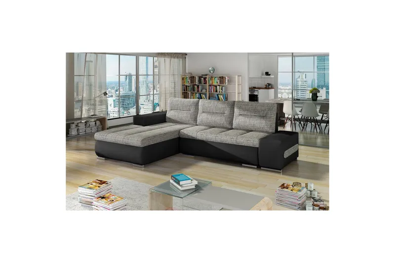 Kulmasohva Eltap Ottavio 275x180x85 cm - Berlin 01, Soft 11, Harmaa, Musta, Vasen - Huonekalut - Sohva - Vuodesohva