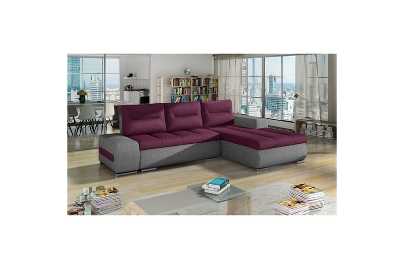 Kulmasohva Eltap Ottavio 275x180x85 cm - Lars 68, Lars 98, Violetti, Harmaa, Oikea - Huonekalut - Sohva - Vuodesohva