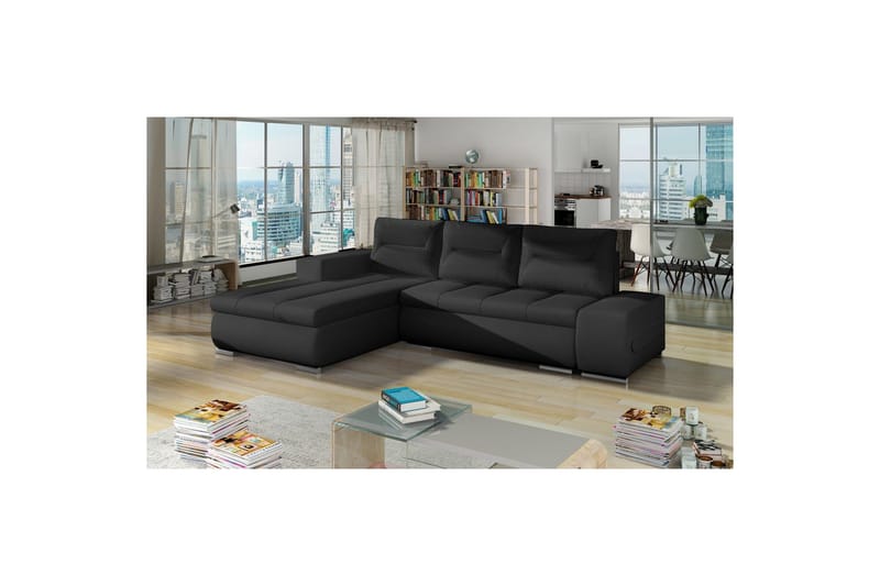 Kulmasohva Eltap Ottavio 275x180x85 cm, Soft 11, Musta, Vasen