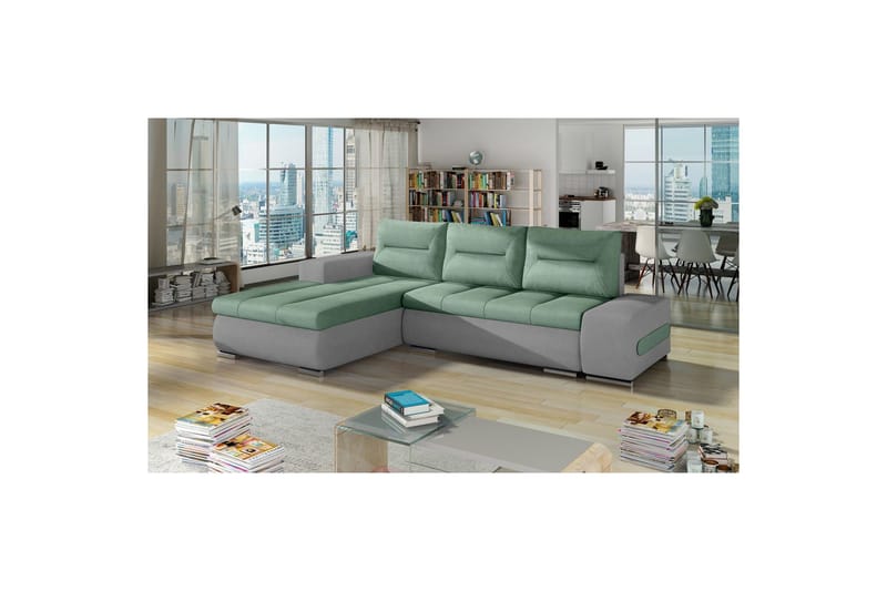 Kulmasohva Eltap Ottavio 275x180x85 cm - Soro 34, Soro 83, Vihreä, Valkoinen, Vasen - Huonekalut - Sohva - Vuodesohva