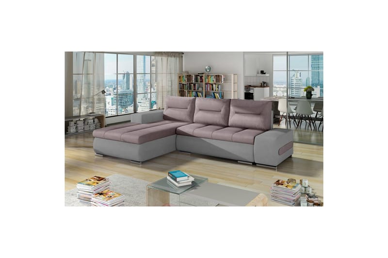Kulmasohva Eltap Ottavio 275x180x85 cm - Soro 61, Soro 83, Vaaleanpunainen, Valkoinen, Vasen - Huonekalut - Sohva - Vuodesohva