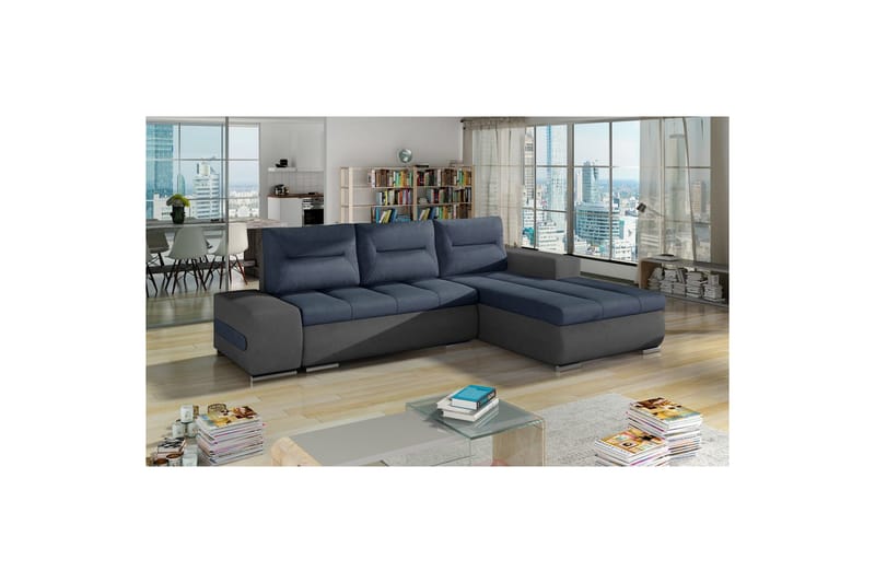 Kulmasohva Eltap Ottavio 275x180x85 cm - Soro 76, Soro 93, Sininen, Harmaa, Oikea - Huonekalut - Sohva - Vuodesohva