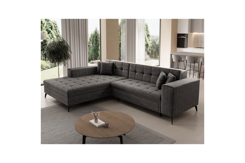 Kulmasohva Eltap Solange 292x196x84 cm - Berlin 01, Harmaa, Vasen - Huonekalut - Sohva - Vuodesohva