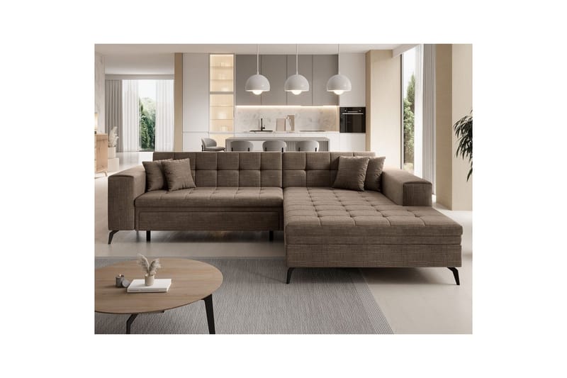 Kulmasohva Eltap Solange 292x196x84 cm - Berlin 03, Beige, Oikea - Huonekalut - Sohva - Vuodesohva