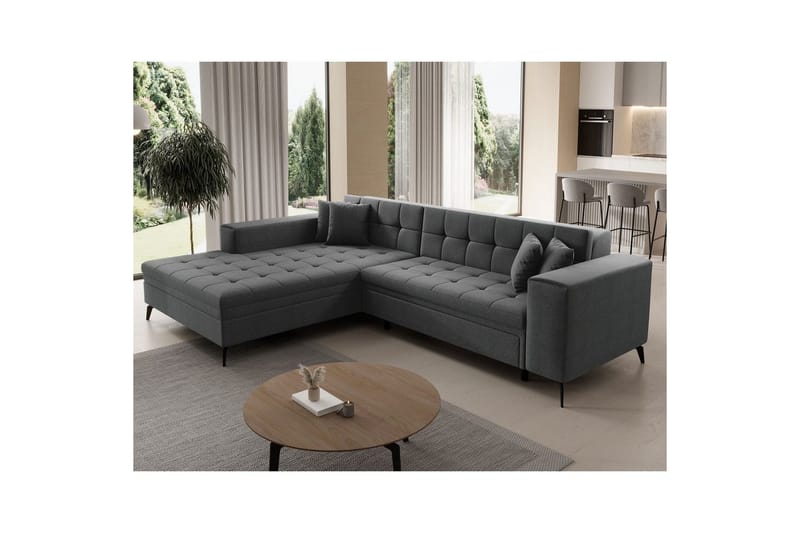 Kulmasohva Eltap Solange 292x196x84 cm - Inari 96, Tummanharmaa, Vasen - Huonekalut - Sohva - Vuodesohva