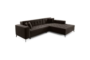 Kulmasohva Eltap Solange 292x196x84 cm - Mat Velvet 29, Tummanruskea, Oikea - Huonekalut - Sohva - Vuodesohva