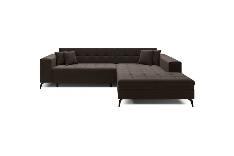 Kulmasohva Eltap Solange 292x196x84 cm - Mat Velvet 29, Tummanruskea, Oikea - Huonekalut - Sohva - Vuodesohva