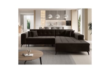 Kulmasohva Eltap Solange 292x196x84 cm - Mat Velvet 29, Tummanruskea, Oikea - Huonekalut - Sohva - Vuodesohva