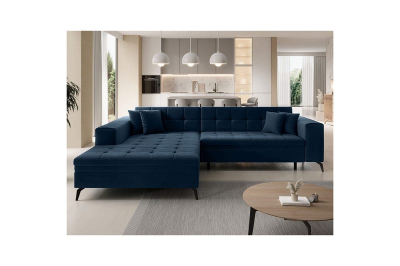 Kulmasohva Eltap Solange 292x196x84 cm - Monolith 77, Tummansininen, Vasen - Huonekalut - Sohva - Vuodesohva