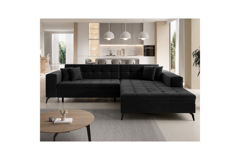 Kulmasohva Eltap Solange 292x196x84 cm - Monolith 97, Tummanharmaa, Oikea - Huonekalut - Sohva - Vuodesohva