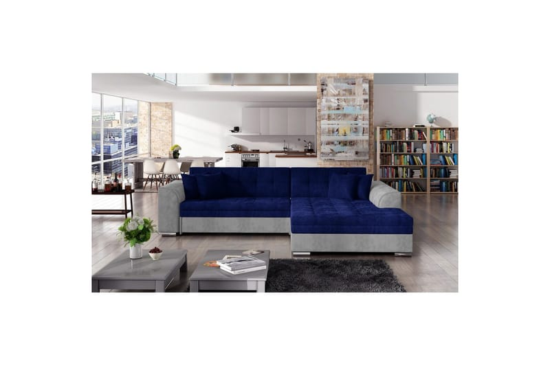 Kulmasohva Eltap Sorento 296x194x78 cm - Kronos 09, Paros 05, Tummansininen, Oikea - Huonekalut - Sohva - Vuodesohva