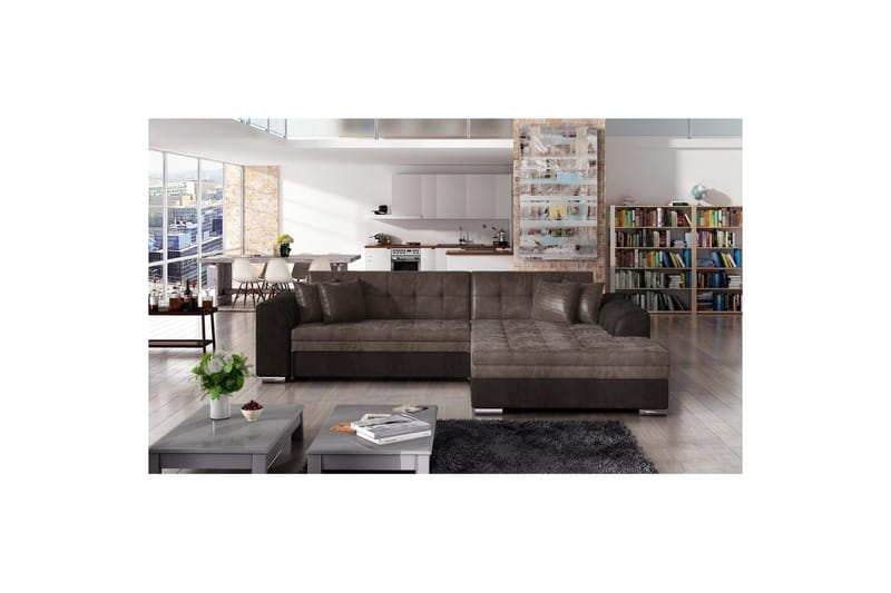 Kulmasohva Eltap Sorento 296x194x78 cm - Monolith 09, Monolith 29, Ruskea, Oikea - Huonekalut - Sohva - Vuodesohva