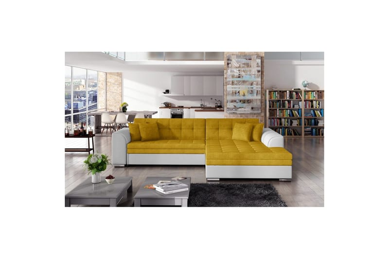 Kulmasohva Eltap Sorento 296x194x78 cm - Omega 68, Soft 17, Keltainen, Oikea - Huonekalut - Sohva - Vuodesohva