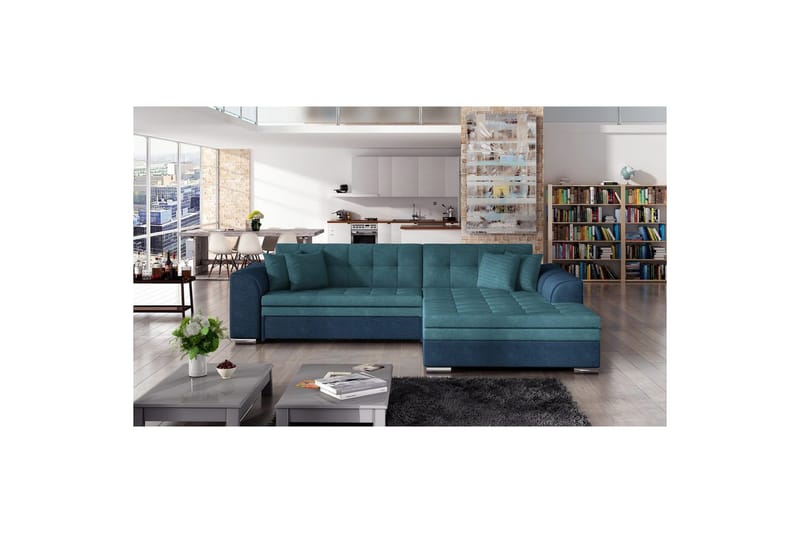 Kulmasohva Eltap Sorento 296x194x78 cm - Orinoco 85, Orinoco 80, Sininen, Oikea - Huonekalut - Sohva - Vuodesohva