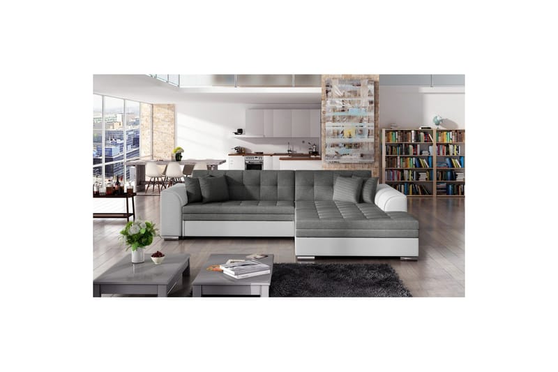 Kulmasohva Eltap Sorento 296x194x78 cm - Sawana 05, Soft 17, Tummanharmaa, Oikea - Huonekalut - Sohva - Vuodesohva