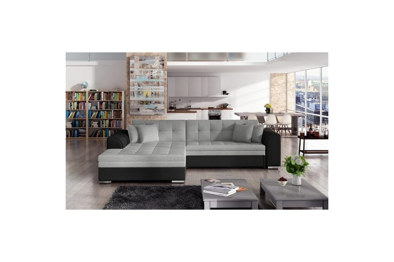 Kulmasohva Eltap Sorento 296x194x78 cm - Sawana 21, Soft 11, Harmaa, Vasen - Huonekalut - Sohva - Vuodesohva