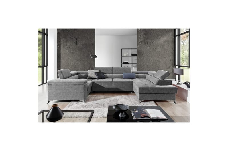 Kulmasohva Eltap Thiago 342x208x88 cm - Gusto 86, Tummanharmaa, Oikea - Huonekalut - Sohva - Vuodesohva