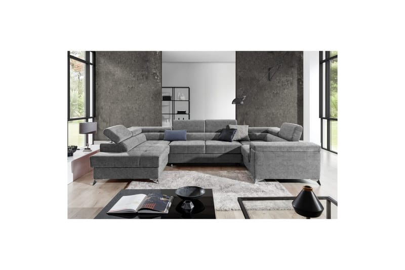 Kulmasohva Eltap Thiago 342x208x88 cm - Gusto 86, Tummanharmaa, Vasen - Huonekalut - Sohva - Vuodesohva
