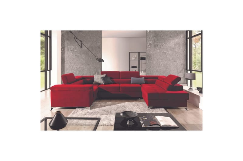 Kulmasohva Eltap Thiago 342x208x88 cm - Kronos 02, Punainen, Oikea - Huonekalut - Sohva - Vuodesohva