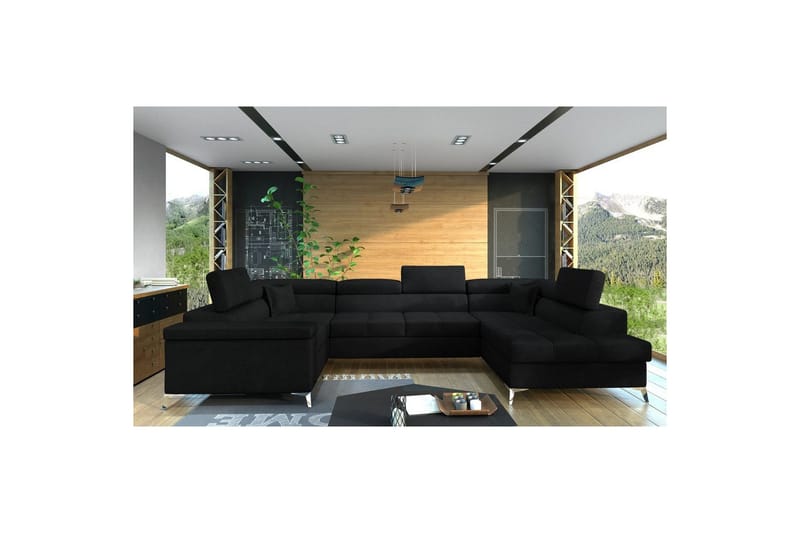 Kulmasohva Eltap Thiago 342x208x88 cm - Kronos 07, Musta, Oikea - Huonekalut - Sohva - Vuodesohva