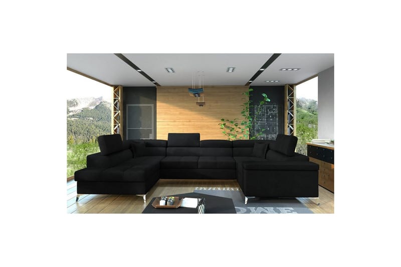 Kulmasohva Eltap Thiago 342x208x88 cm - Kronos 07, Musta, Vasen - Huonekalut - Sohva - Vuodesohva