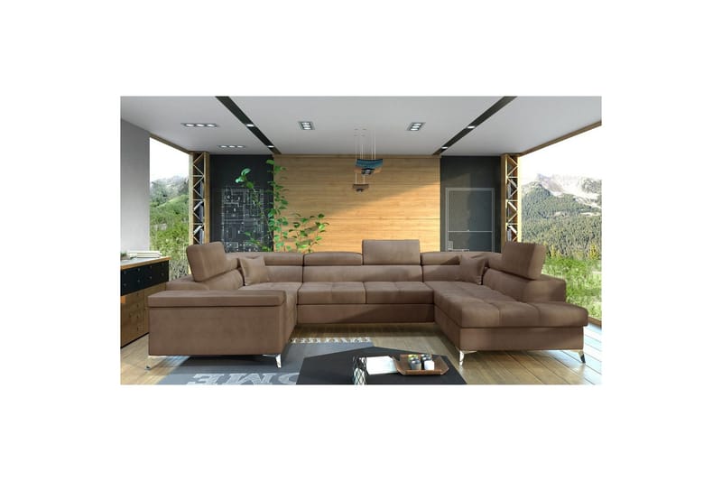 Kulmasohva Eltap Thiago 342x208x88 cm - Monolith 09, Vaaleanruskea, Oikea - Huonekalut - Sohva - Vuodesohva