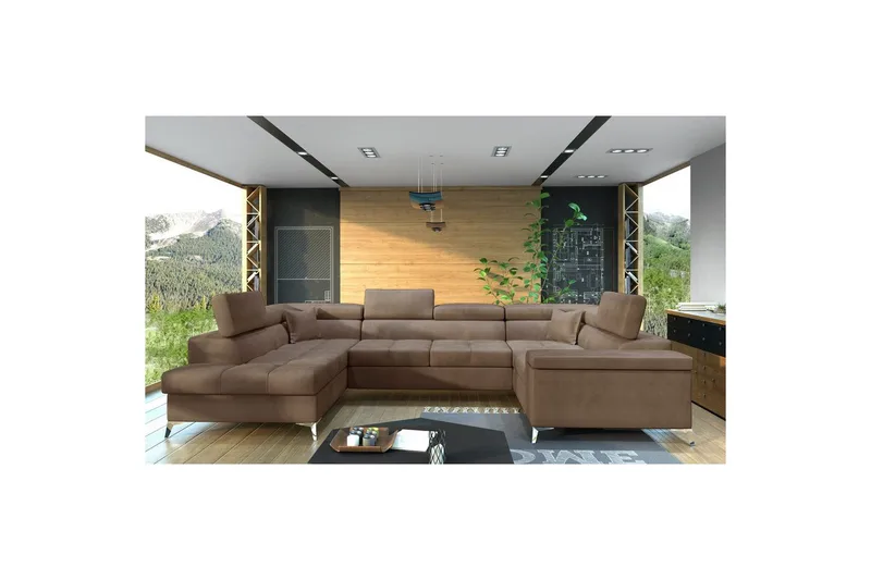 Kulmasohva Eltap Thiago 342x208x88 cm - Monolith 09, Vaaleanruskea, Vasen - Huonekalut - Sohva - Vuodesohva