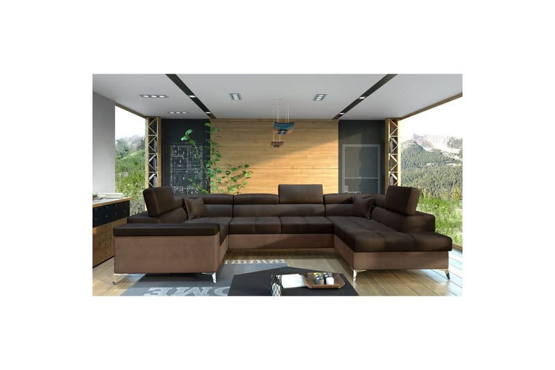 Kulmasohva Eltap Thiago 342x208x88 cm - Monolith 29, Monolith 09, Ruskea, Oikea - Huonekalut - Sohva - Vuodesohva