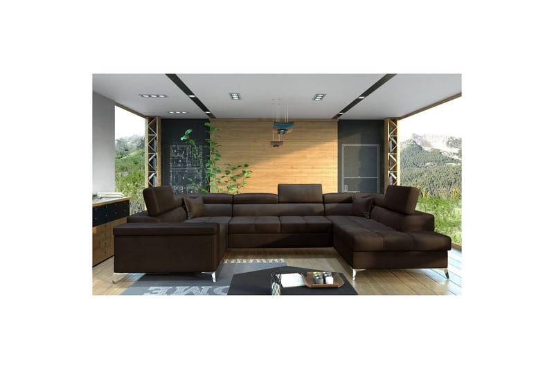 Kulmasohva Eltap Thiago 342x208x88 cm - Monolith 29, Ruskea, Oikea - Huonekalut - Sohva - Vuodesohva