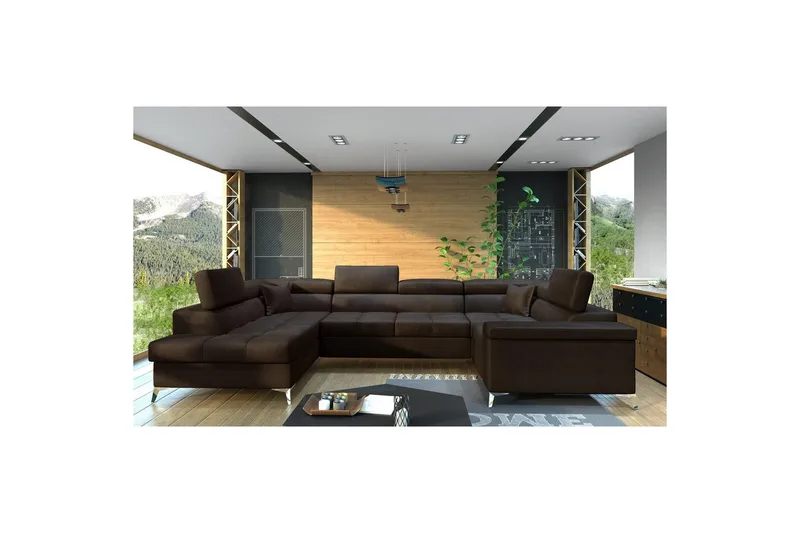 Kulmasohva Eltap Thiago 342x208x88 cm - Monolith 29, Ruskea, Vasen - Huonekalut - Sohva - Vuodesohva