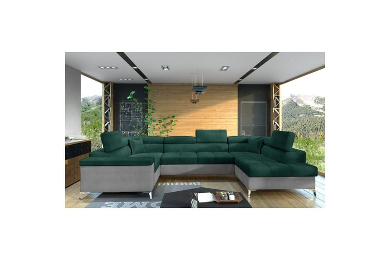 Kulmasohva Eltap Thiago 342x208x88 cm - Monolith 37, Monolith 84, Vihreä, Oikea - Huonekalut - Sohva - Vuodesohva