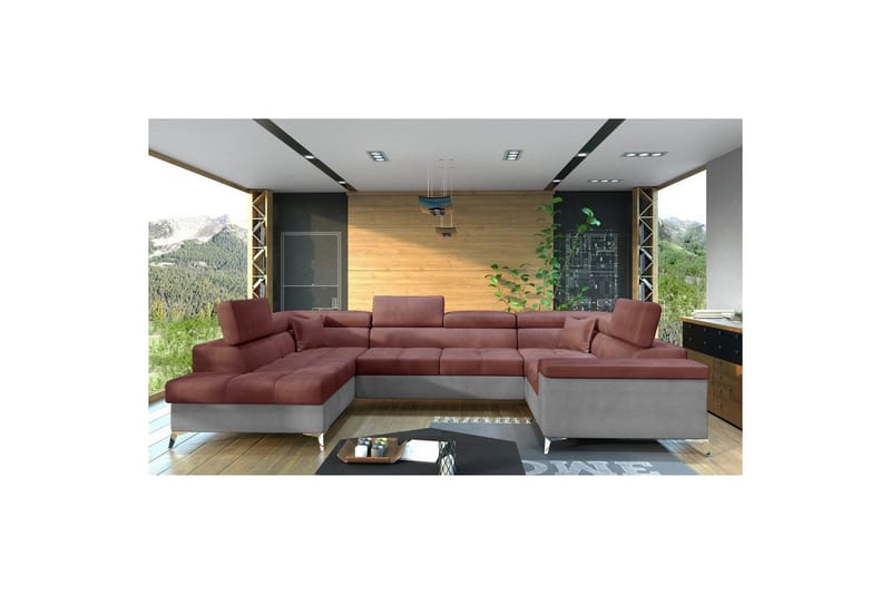 Kulmasohva Eltap Thiago 342x208x88 cm - Monolith 63, Monolith 84, Vaaleanpunainen, Vasen - Huonekalut - Sohva - Vuodesohva