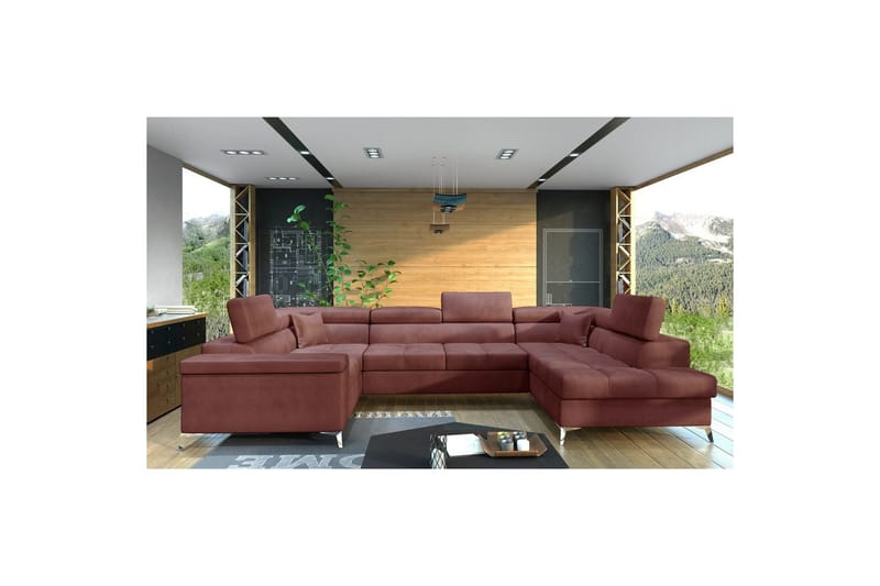 Kulmasohva Eltap Thiago 342x208x88 cm - Monolith 63, Vaaleanpunainen, Oikea - Huonekalut - Sohva - Vuodesohva