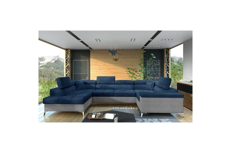 Kulmasohva Eltap Thiago 342x208x88 cm - Monolith 77, Monolith 84, Sininen, Vasen - Huonekalut - Sohva - Vuodesohva
