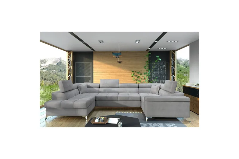 Kulmasohva Eltap Thiago 342x208x88 cm - Monolith 84, Harmaa, Vasen - Huonekalut - Sohva - Vuodesohva