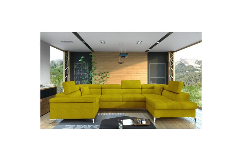 Kulmasohva Eltap Thiago 342x208x88 cm - Omega 68, Keltainen, Oikea - Huonekalut - Sohva - Vuodesohva