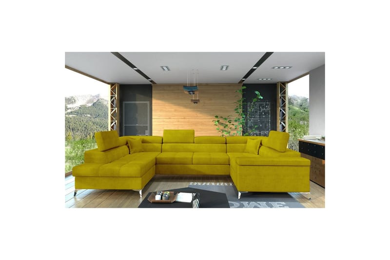 Kulmasohva Eltap Thiago 342x208x88 cm - Omega 68, Keltainen, Vasen - Huonekalut - Sohva - Vuodesohva