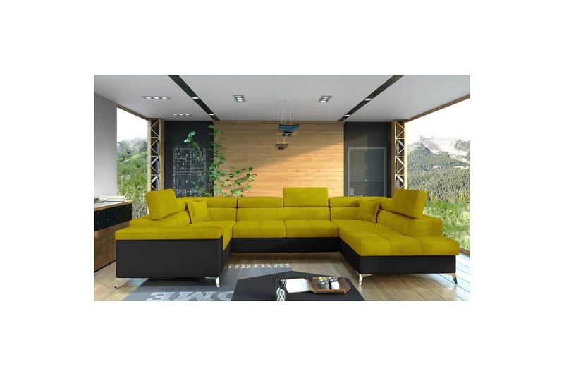 Kulmasohva Eltap Thiago 342x208x88 cm - Omega 68, Soft 11, Keltainen, Oikea - Huonekalut - Sohva - Vuodesohva