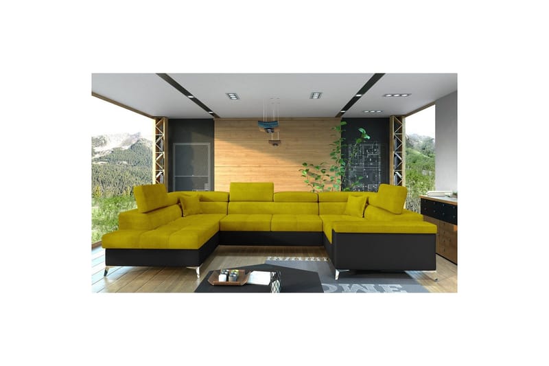 Kulmasohva Eltap Thiago 342x208x88 cm - Omega 68, Soft 11, Keltainen, Vasen - Huonekalut - Sohva - Vuodesohva